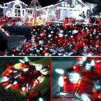 Christmas Patio String Lights 2-Pack, 17ft 50 LED Waterproof
