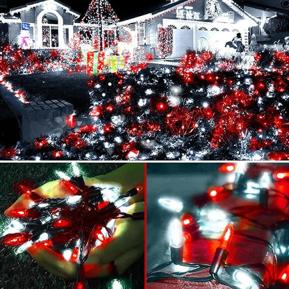 Christmas Patio String Lights 2-Pack, 17ft 50 LED Waterproof