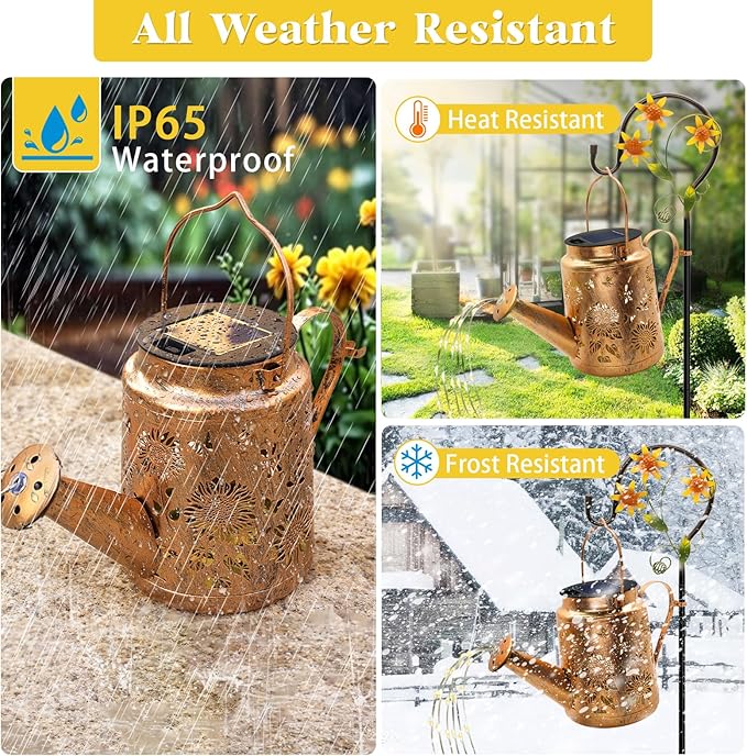 Solar Watering Can with Lights, Birthday Gifts for Christmas Mom Women, 2 Pack Waterproof Outdoor Garden Decor Sunflower Solar Garden Lights for Outdoor Pathway Yard Lawn Patio Party Decorations