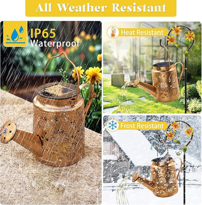 Solar Watering Can with Lights, Birthday Gifts for Christmas Mom Women, 2 Pack Waterproof Outdoor Garden Decor Sunflower Solar Garden Lights for Outdoor Pathway Yard Lawn Patio Party Decorations