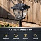 Black Solar Path Lights, Outdoor Yard LED