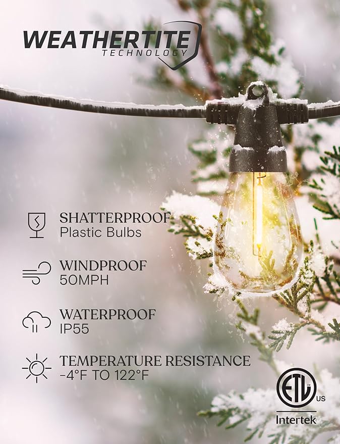 White Yard String Lights, Weatherproof LED