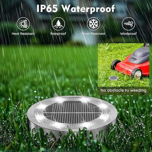 12-Pack Cold White In-Ground Solar Lights, Flat LED Garden