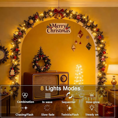 echosari Christmas String Lights Battery Powered, 33Ft 100 LED String Lights with Remote Dimmable Timer Fairy Lights for Wedding Party Garden Decor (Warm White)