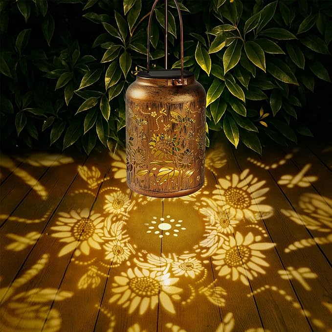 Sunflower Solar Lantern, Chrismas Gifts, Outdoor Waterproof LED Decorative Garden Lights for Lawn, Landscape, Patio, Porch Hanging Solar Lights for Women, Ladies, Mom, Grandma
