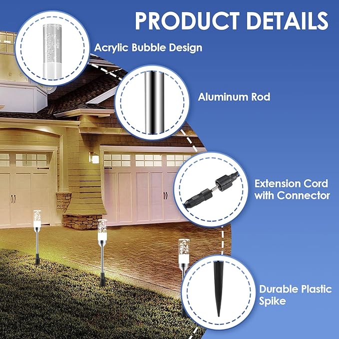 6-Pack Solar Pathway Lights, IP65 Waterproof LED Walkway Lights