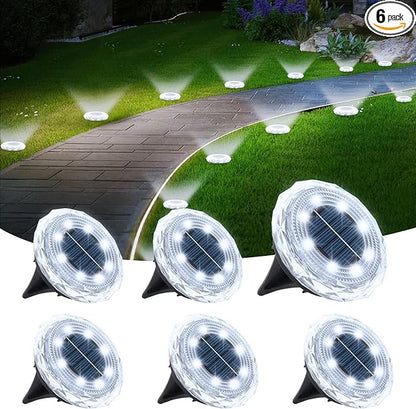 echosari Solar Ground Lights 6 Pack, Upgraded Solar Garden Lights Auto ON/Off Landscape Lighting Outdoor In-Ground Lights Waterproof Long Lasting for Pathway Walkway Patio (Cool White)