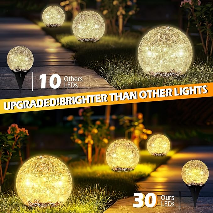 Warm White Solar Pathway Lights 2-Pack, Garden LED
