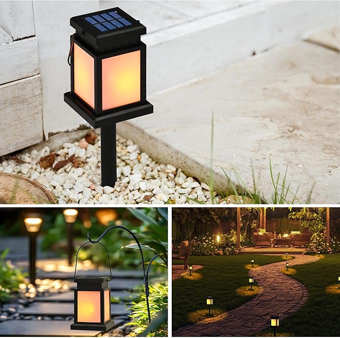 Solar Garden Lanterns 4-Pack, Outdoor Hanging LED Decor