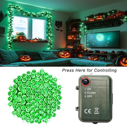 Green Lights Battery Powered, 2 Pack Total 66.6 FT 200 LED Green String Lights Indoor Outdoor ST Patrick's Day Decoration, Twinkle Fairy Light for Home Room Party Decor