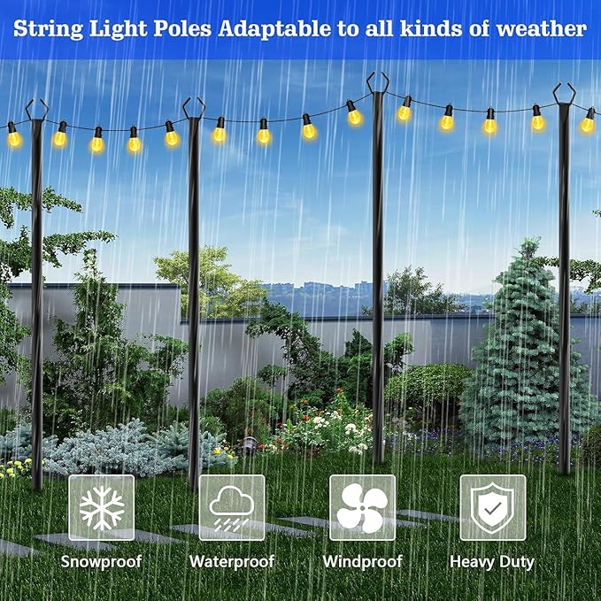 4-Pack 10ft LED Patio String Lights, Waterproof Outdoor