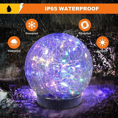Solar Globe Lights Outdoor Waterproof-Solar Balls-Solar Garden Lights-Orbs for Outside 8 Pack Cracked Glass Ball for Lawn Patio Yard Backyard Decorations