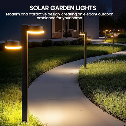 Solar Pathway Lights Outdoor Waterproof, 2 Pack with 4 Head Solar Lights Outdoor Super Bright Up to 12Hrs, Auto On/Off Garden Light for Yard Patio Path Walkway Driveway Outside Decor