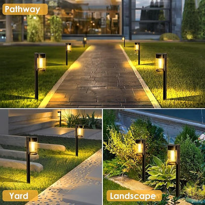Mancra Solar Pathway Lights Outdoor, 10 Pack Metal & Glass Solar Lights Outdoor Waterproof Landscape Path Lights for Yard Walkway Garden Decor, Warm White