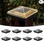 8-Pack Bright Solar Post Cap Lights for Yard, LED