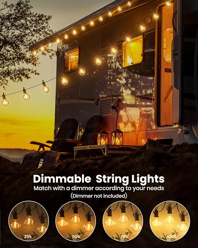 LED Patio String Lights, Waterproof Outdoor