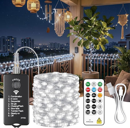 Christmas Fairy Lights, 66ft 200 LED Battery Twinkle Lights
