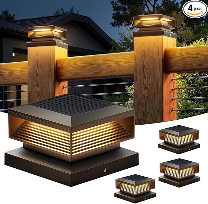 Solar Fence Post Caps 4-Pack, Fence LED
