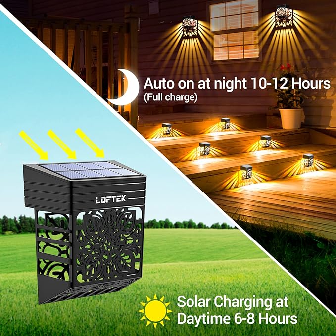 8-Pack Solar Deck Lights, Warm White Waterproof LED