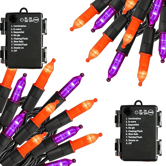 Halloween Fairy Lights 2-Pack, 32ft 100 LED Battery Twinkle Lights