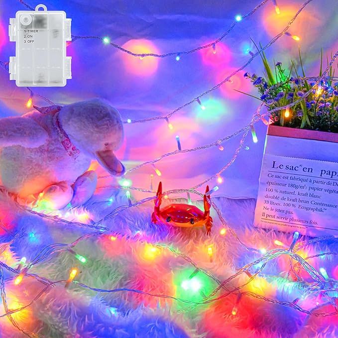 8ft Christmas LED String Lights, Waterproof Timer Lights