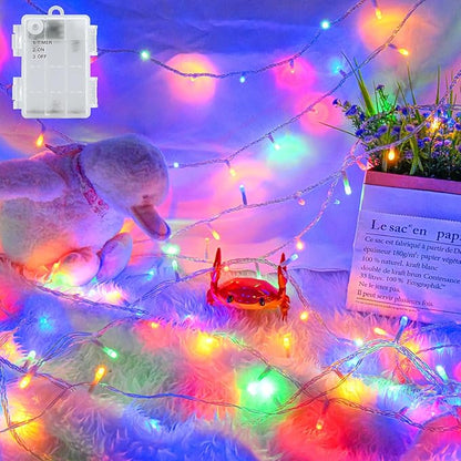 Christmas String Lights Outdoor Waterproof 9.8ft 30 LED, Muliticolor Fairy Lights Battery Operated with Timer Clear Wire for Indoor & Outdoor Christmas Decorations Garland Party Garden