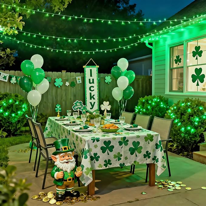 JMEXSUSS 4 Pack 50 LED Battery Operated String Lights Green, Each 16.5ft Green Light Outdoor Waterproof, 8 Modes St. Patrick’s Day Lights Indoor with Timer for Christmas Halloween Party Decoration