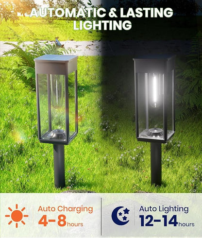 Solar Pathway Lights Outdoor,Bright Solar Lights for Outside, Waterproof Auto On/Off Garden Lights Solar Powered Landscape Lights for Yard Walkway Driveway Lawn (Cool White, 12 Pack)