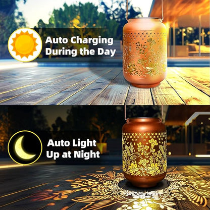Solar Lanterns Outdoor Waterproof, Hummingbird Hanging Solar Lantern Garden Decor Birthday Gifts for Women Mom Grandma, Metal Solar Powered Lanterns Garden Decoration for Yard, Patio, Backyard, Porch