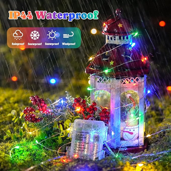 2-Pack 200 LED Christmas Twinkle Lights, 66ft Waterproof for Patio