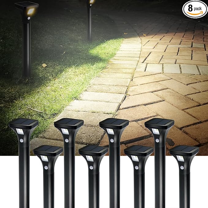 8-Pack Solar Path Lights, Outdoor Garden LED