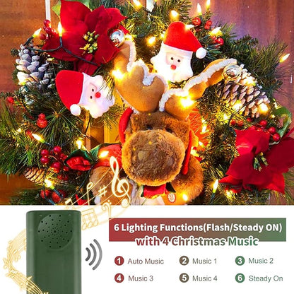 Tcamp Battery Operated Christmas Lights - Motion Activated, Sync with Music, 33FT 100 LED Battery String Lights for Outdoor Indoor Christmas Tree Decor, 6 Lighting Modes, Warm White