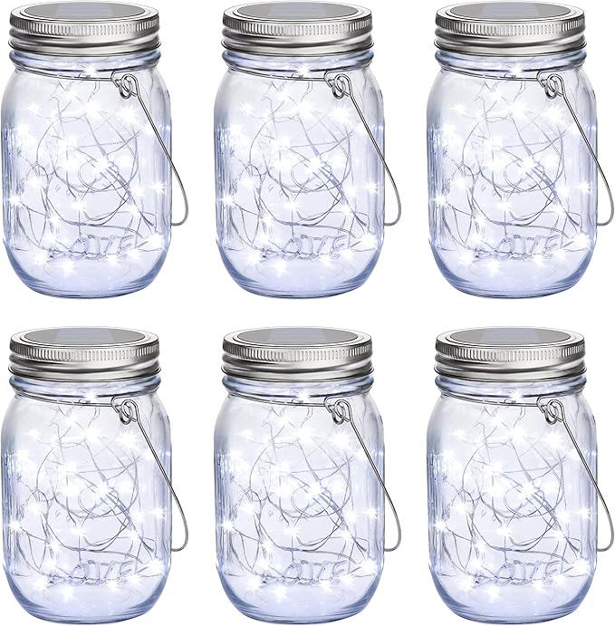 6-Pack Outdoor String Lights, Cool White Waterproof LED