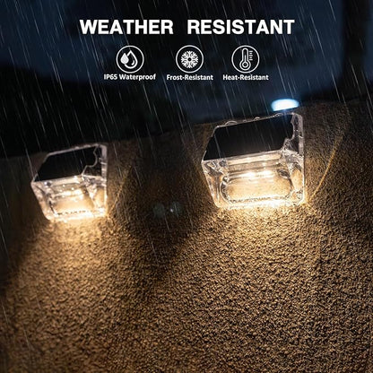 Solar Outdoor Lights, 16 Pack Solar Fence Deck Lights Waterproof Solar Powered Outside Lighting for Step Railing Wall Pool Stair Yard Garden Patio Pool Decorations (Warm White)