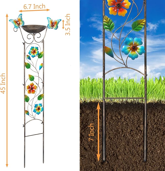 40" Metal Bird Bath, Classic Outdoor Birdfeeder
