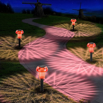 Easter Solar Pathway Lights Outdoor Decorative 4 Pack, Red LED Mushroom Solar Lights Outdoor Waterproof Solar Powered Decor for Yard Driveway Patio, Valentines Day Halloween Christmas Garden Decor