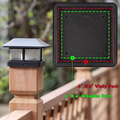 Dynaming Solar Flame Post Cap Lights Outdoor, Solar Powered Fence Post Light, Flickering Flame LED Lantern Lamps Waterproof for Garden Deck Patio, Fit 4x4 Wooden/Vinyl Posts, 8 Pack