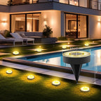 12-Pack Warm White Flat Solar Garden Lights, Waterproof LED