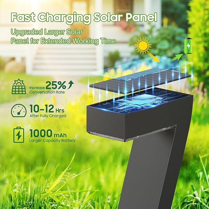 WdtPro Solar Lights Outdoor Pathway Lights, 6 Pack Upgraded Bright LED Outdoor Solar Light for Outside, IP65 Waterproof Solar Garden Light for Yard, Driveway, Walkway, Landscape, Patio Decor