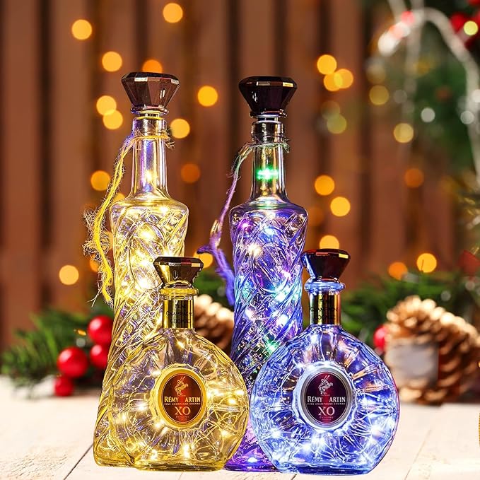 ANGMLN Solar Diamond Shaped Wine Bottle Cork Lights 10 Pack 20LED Solar String Fairy Lights Outdoor Waterproof for Wedding Holiday Garden Patio Pathway Bar Concert Outdoor Decorative (Multicolor)