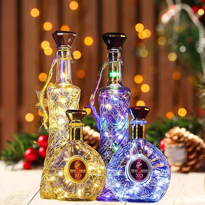 ANGMLN Solar Diamond Shaped Wine Bottle Cork Lights 10 Pack 20LED Solar String Fairy Lights Outdoor Waterproof for Wedding Holiday Garden Patio Pathway Bar Concert Outdoor Decorative (Multicolor)