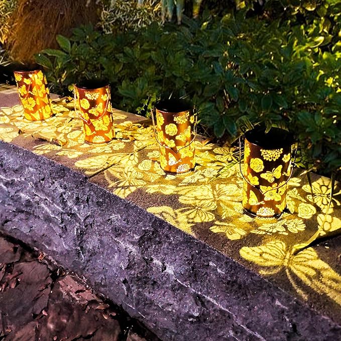 Butterfly Solar Porch Lanterns, Metal Waterproof LED