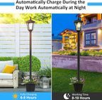 Lamp Post Light with Planter, Solar Outdoor