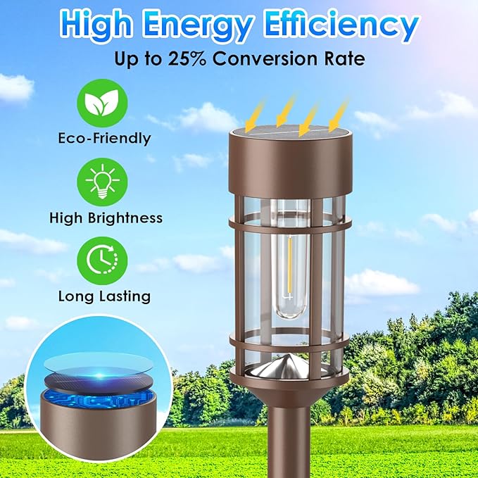 8-Pack Solar Path Lights, Outdoor Yard LED