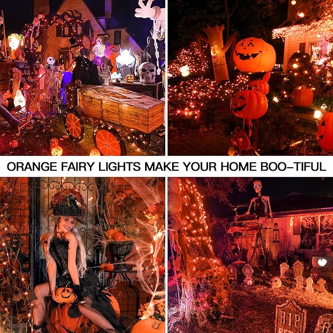 Halloween Fairy Lights, 66ft 200 LED Battery Twinkle Lights