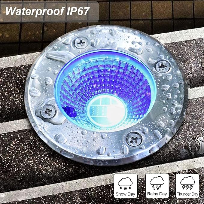 Multicolor In-Ground Solar Lights, Flat LED Landscape