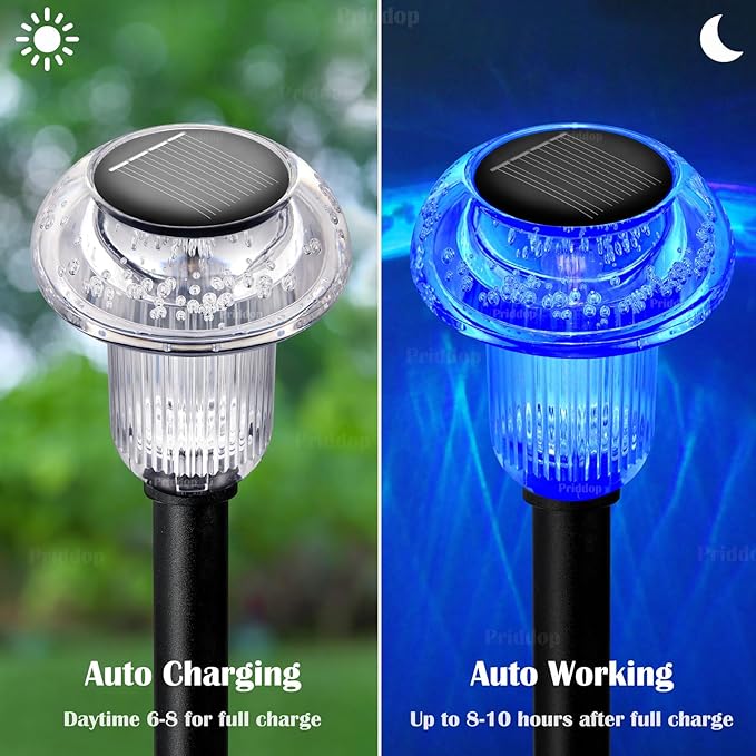 Solar Lights Outdoor Pathway Waterproof 16 Pack Color Changing LED Acrylic Mushroom Decorative Garden Lights for Yard Landscape Patio Outside Decorations