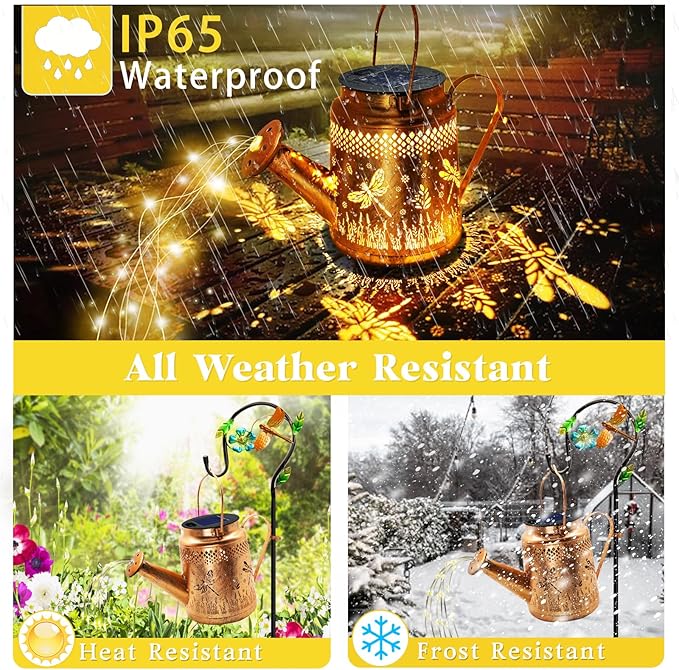Metal Dragonfly Solar Lanterns for Yard, Waterproof LED
