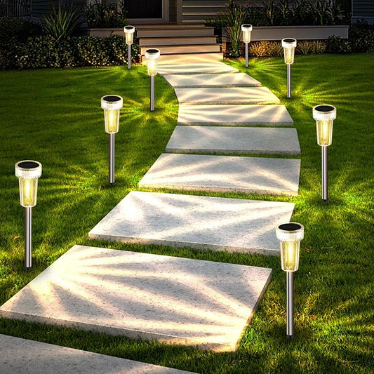 Mancra 12 Pack Solar Pathway Lights Outdoor, Waterproof Metal Solar Outdoor Lights Tungsten Bulb Landscape Lighting Garden Decor for Path Yard Lawn Walkway Driveway