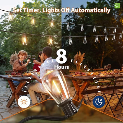 KYY 54FT Solar String Lights Outdoor Waterproof with USB Charging & Remote, Dimmable & Timable, Solar Powered Patio Lights with LED Shatterproof Bulbs for Deck Backyard Porch Garden Camping